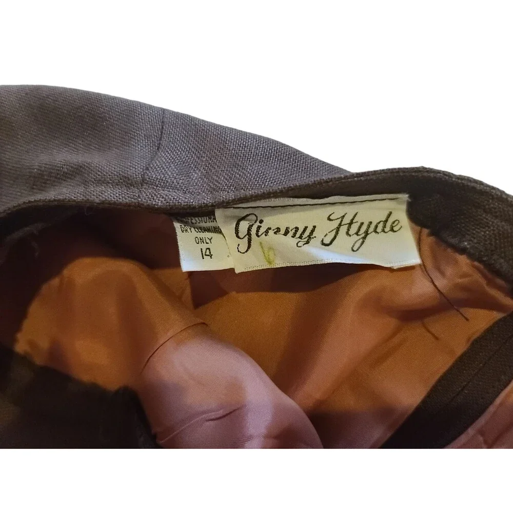 Vintage Ginny Hyde Pencil Skirt Womens 14 Brown Lined 80s 90s